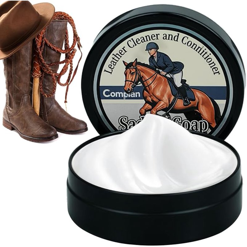Leather Saddle Soap Cleaner & Conditioner for Shoes, Car Seats & Furniture - 2.8 oz