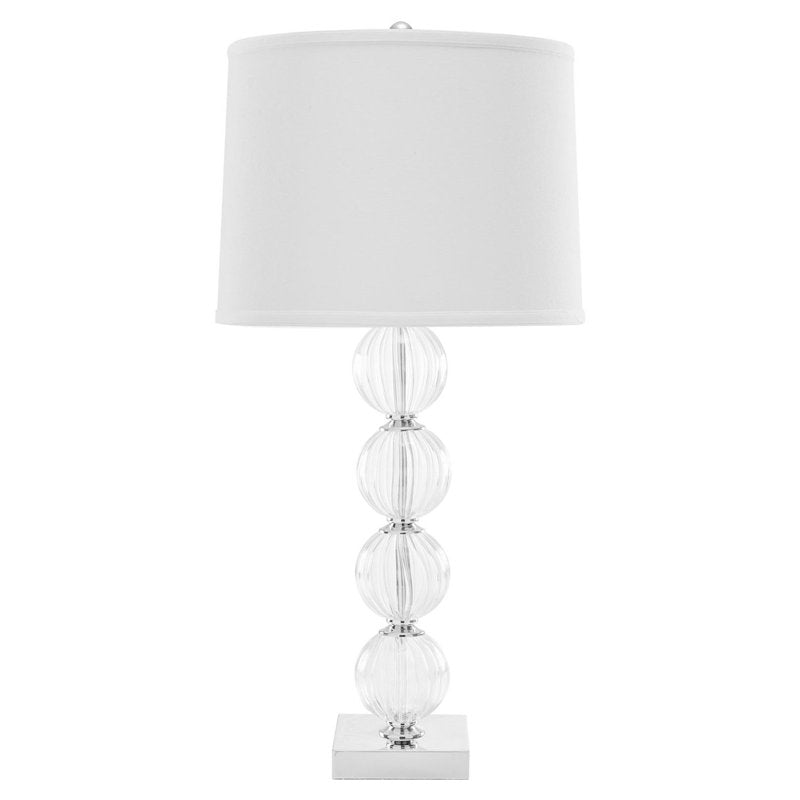 Crystal Globe Table Lamp with Off-White Shade - 31-Inch Glam Glass Lighting