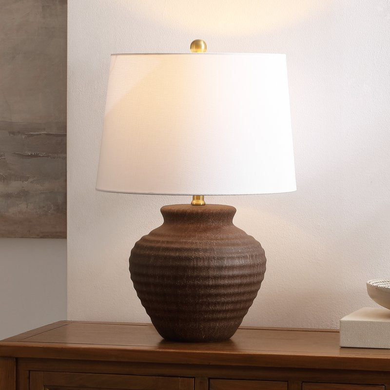 Textured Ceramic Table Lamp 22.5 in. - Brown, Light Gray, Off-White Options