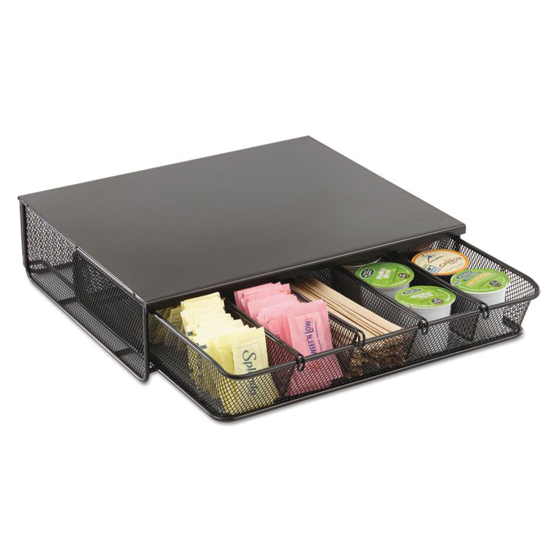Stackable Black Mesh Drawer Organizer with Removable Dividers - Office & Hospitality Storage