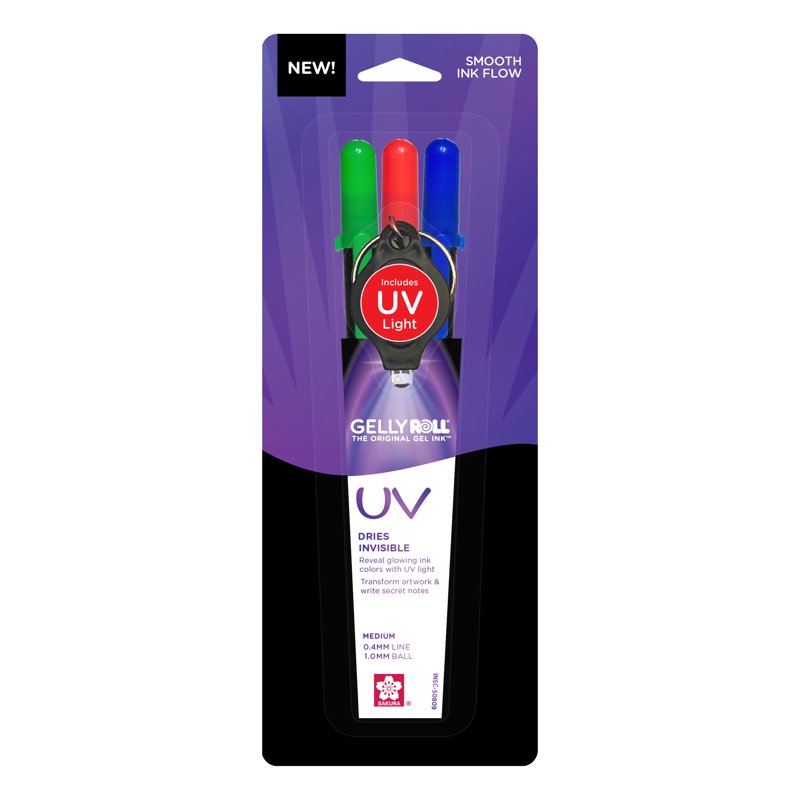 UV-Visible Gel Ink Pen Set - Bold Point, 3 Colors for Secret Notes & Artwork