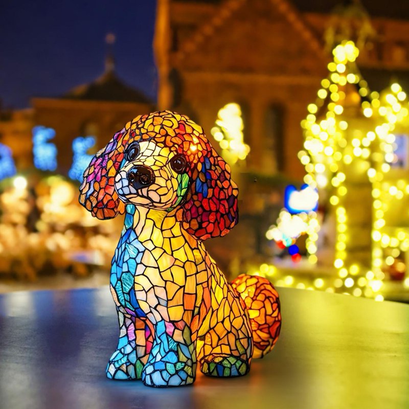 Cute Resin Poodle Night Light - Dog Themed LED Table Lamp for Home Decor