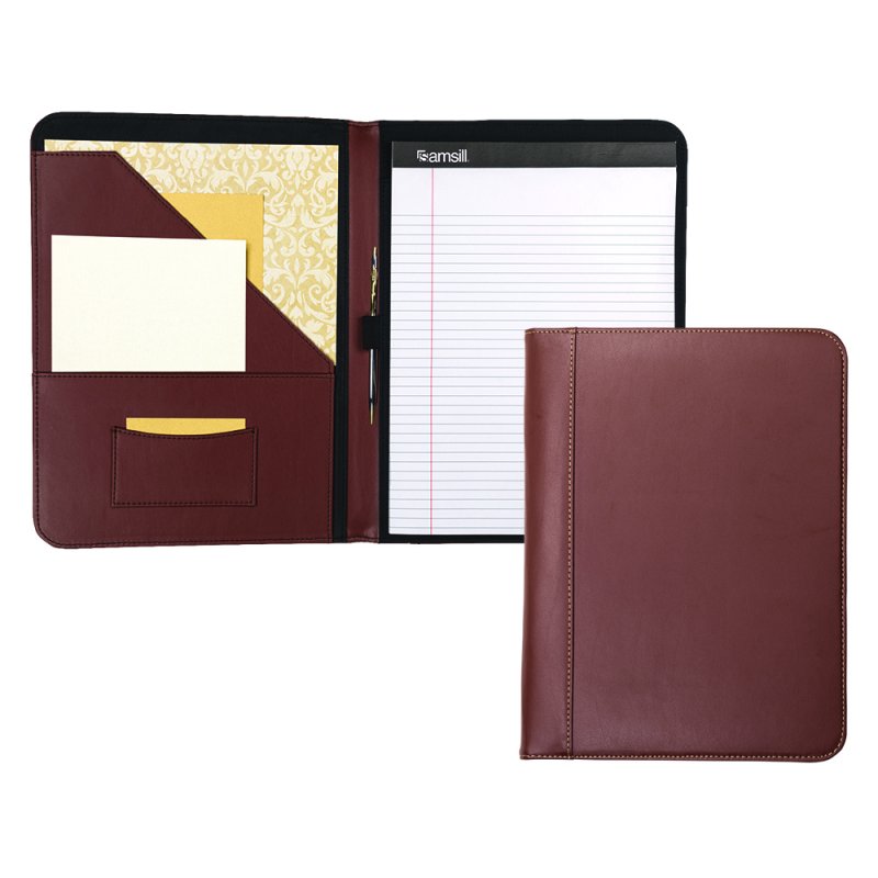 Leather Portfolio with Writing Pad & Internal Pockets - Business & Resume Organizer
