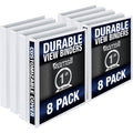 Durable 1-Inch Round Ring View Binders Set of 8 - White Office & School Organization