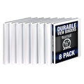 Durable 0.5-Inch White Ring Binders - Pack of 8, Customizable Office & School Organizers