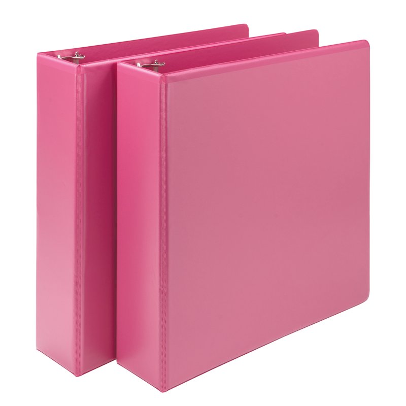 Eco-Friendly Pink 2-Inch Round Ring View Binder - Durable & Sustainable, 425 Sheets
