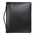 Leather Zipper Binder Portfolio with Ring Organizer - Black, 1.5 Inch Rings