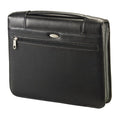 Zip-Around Vinyl Padfolio with 3-Ring Binder, Notepad & Pen Loop - Black