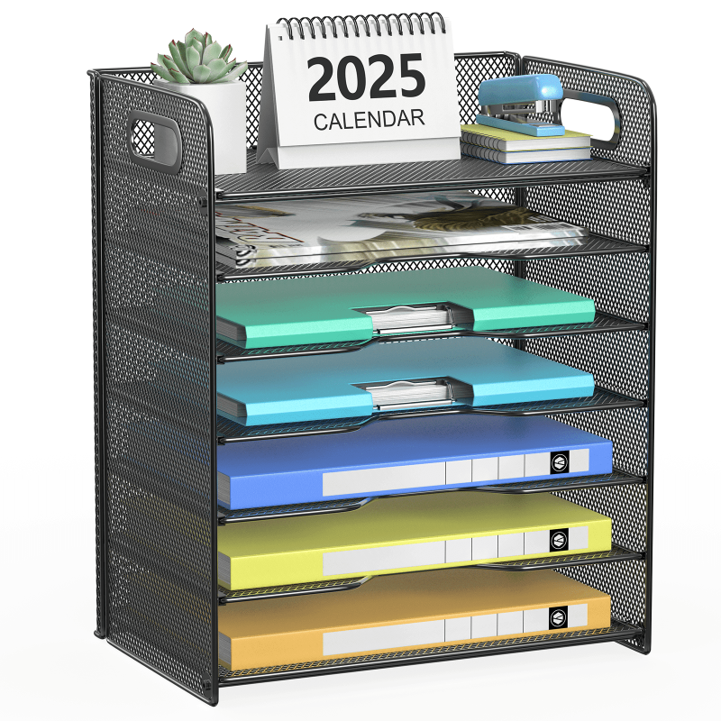 7-Tier Desk Organizer with Handles for Letter & A4 Paper Storage