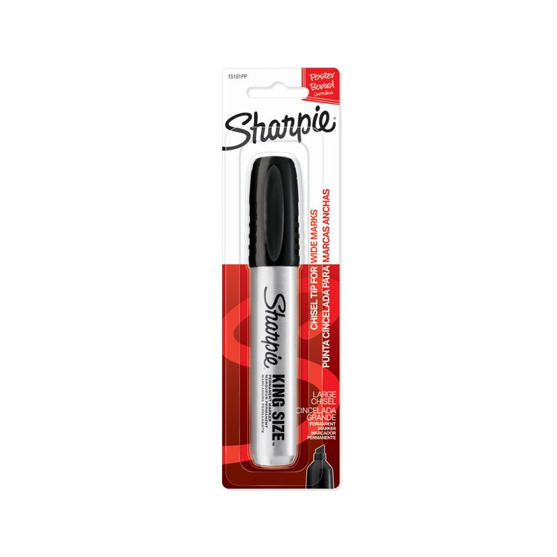King Size Permanent Marker with Chisel Tip - Black, Heavy Duty, Waterproof