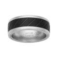 Men's Sapphire Tungsten & Titanium Wedding Band 8mm Matte Finish Comfort Fit
