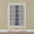 Petite Fleur Lace Floral Window Curtain Panel - Ivory, 56x84 inches