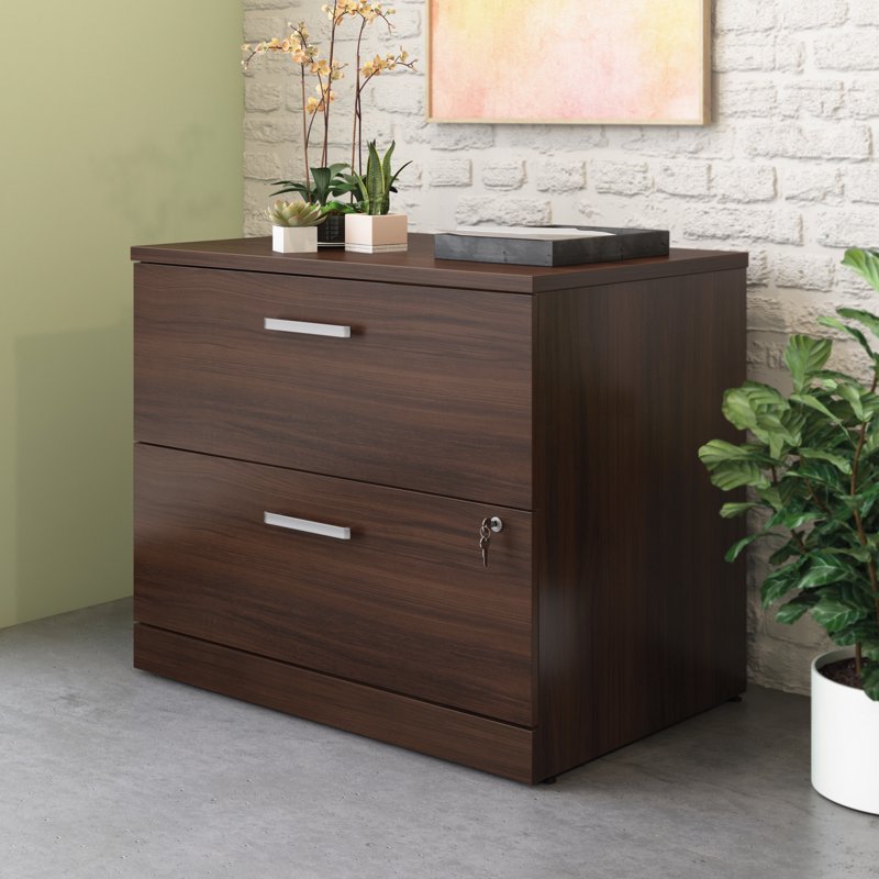 Sauder Affirm Lateral Filing Cabinet with Lock in Noble Elm Brown, 2-Drawer Office Storage
