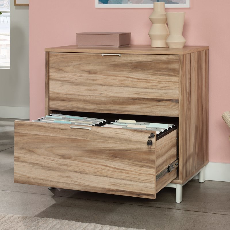 Sauder Bergen Circle 2-Drawer Lateral File Cabinet - Kiln Acacia Finish
