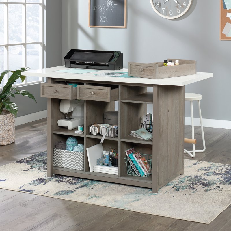 Craft Work Table with Storage - Multi-Color Crafting Desk with Removable Drawers