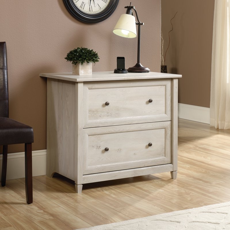 2-Drawer File Cabinet with Full Extension Slides - Black Wood Storage