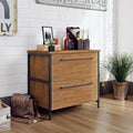 Industrial 2-Drawer Lateral File Cabinet in Checked Oak Finish - Home Office Storage