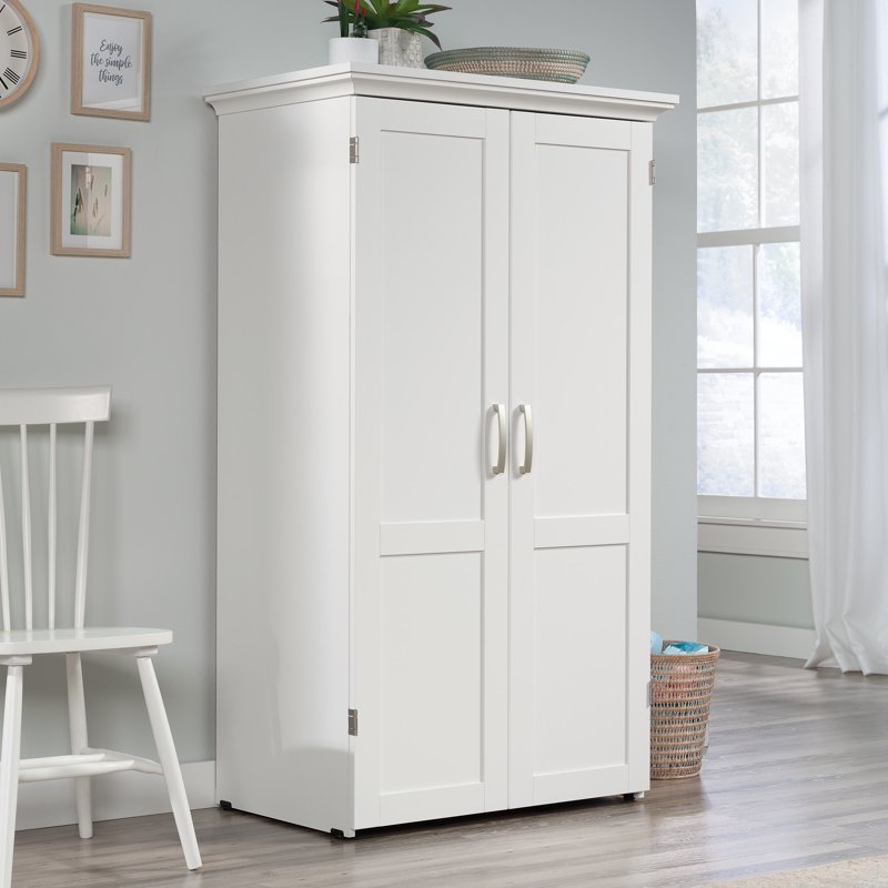 White Craft & Sewing Armoire with Drop Leaf Work Surface