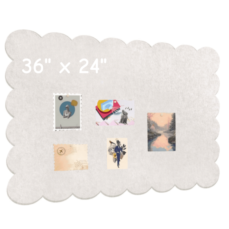 Foldable Scalloped Felt Bulletin Board 36x24 Inch Wall Display with Adhesive Backing