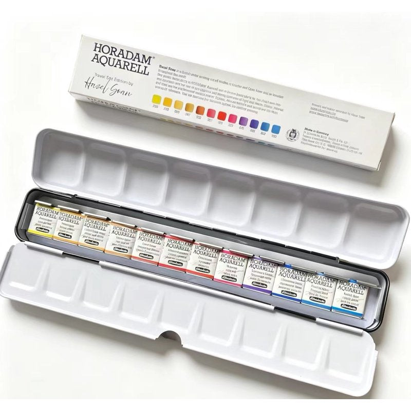 Artist Watercolor Paint Set - 12 Half Pans in Metal Box, Fine Quality