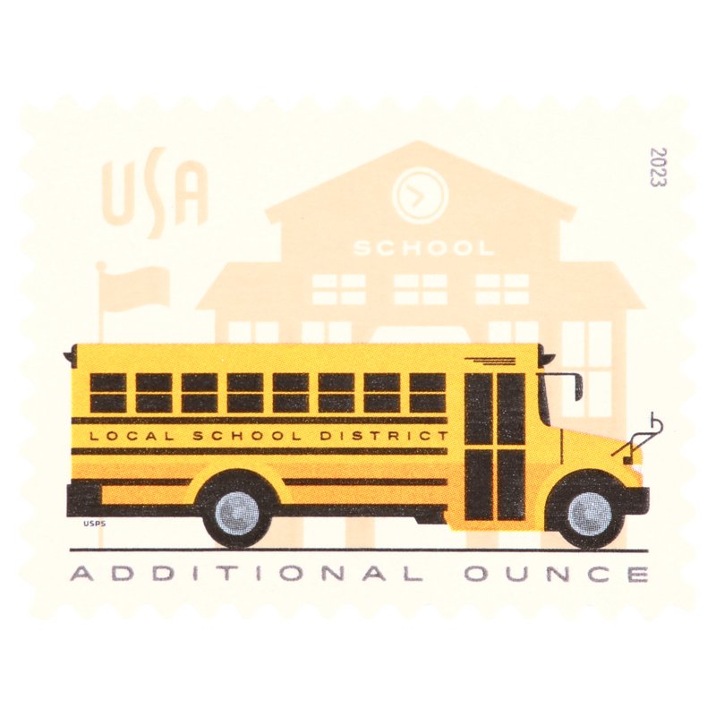 School Bus USPS Additional Ounce Postage Stamp - Set of 10