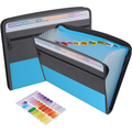 Accordion File Organizer with 13 Pockets, Zipper Closure, A4 Letter Size, Portable Office & School Document Folder — Blue
