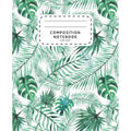 Watercolor Palm Leaves Wide Ruled Composition Notebook for School & Kids