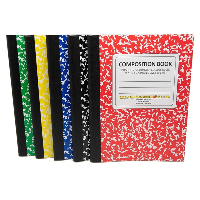 College Ruled 5-Book Bundle: Composition Books (100 Sheets each) – Classic Marble Cover