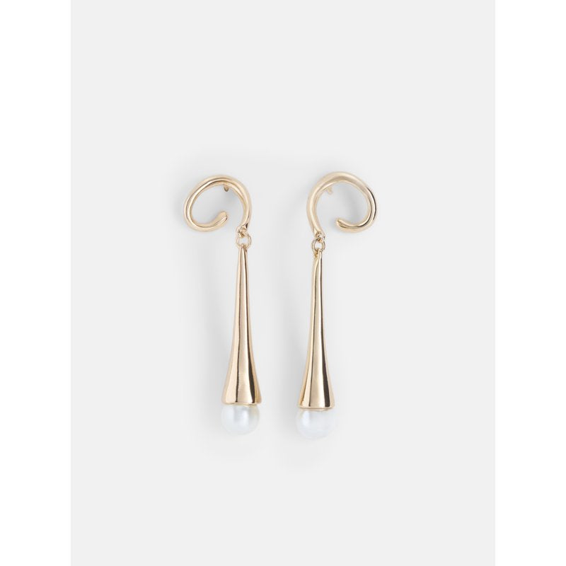 Gold Tone Faux Pearl Drop Earrings for Women - Elegant Jewelry Accessory