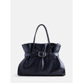 Women's Faux Leather Tote Bag with Buckle - Stylish and Spacious Handbag