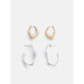 Mixed Metal Hoop Earrings for Women - Sculpted Silver & Gold Tone Sets