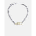 Women’s Padlock Key Necklace - Rhodium & Brass Tone Modern Jewelry