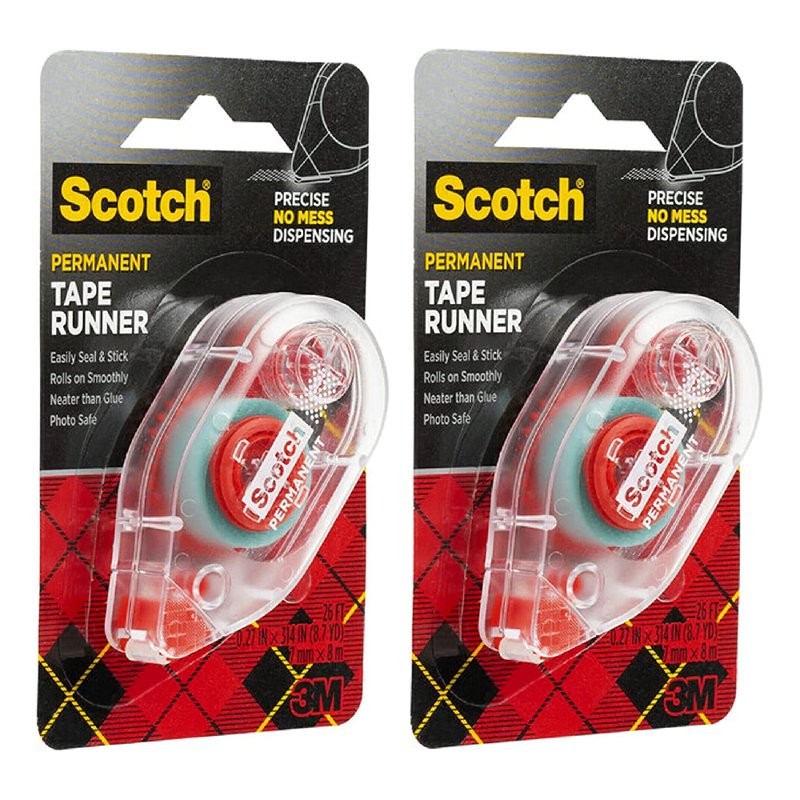 Double Sided Adhesive Roller 0.27 in x 26 ft Micro Dot Pattern 2 Pack