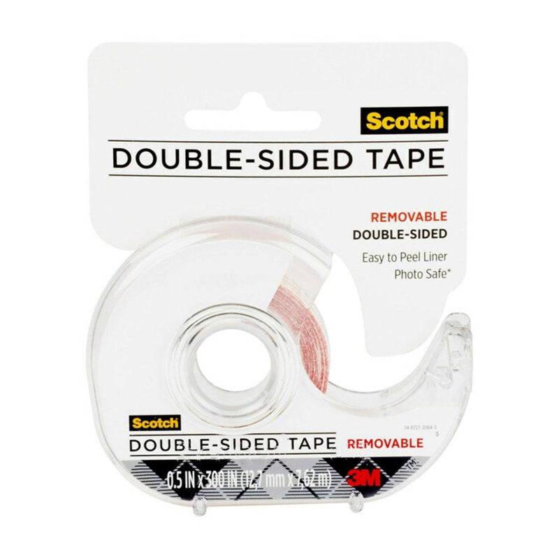 Double-Sided Removable Tape - Clear, 1/2 in. x 300 in., Includes Dispenser