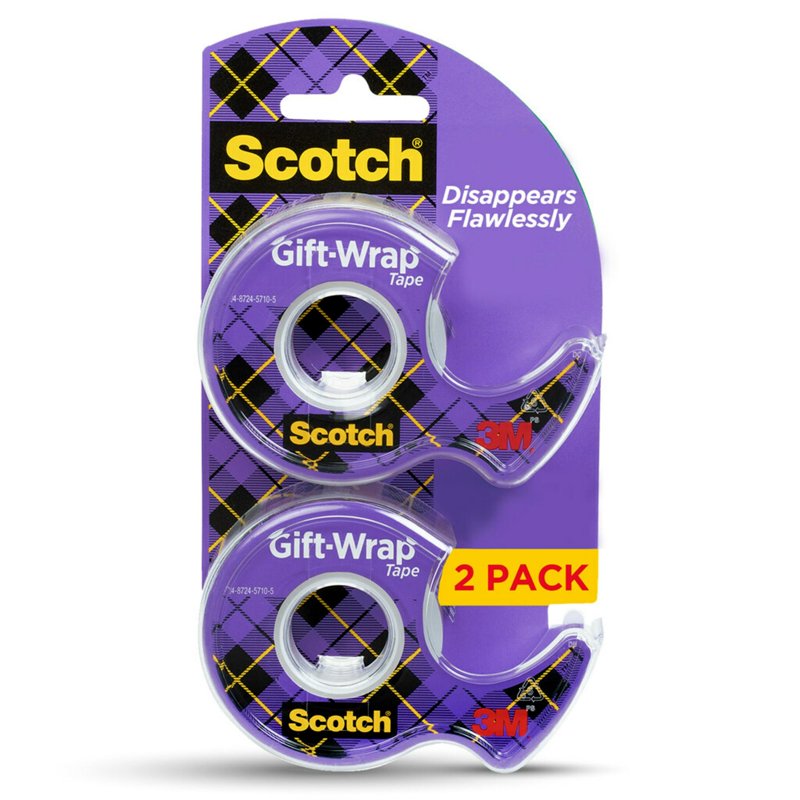 Clear Gift Wrap Tape 3/4 in. x 50 ft. with Dispenser - Strong & Disappearing