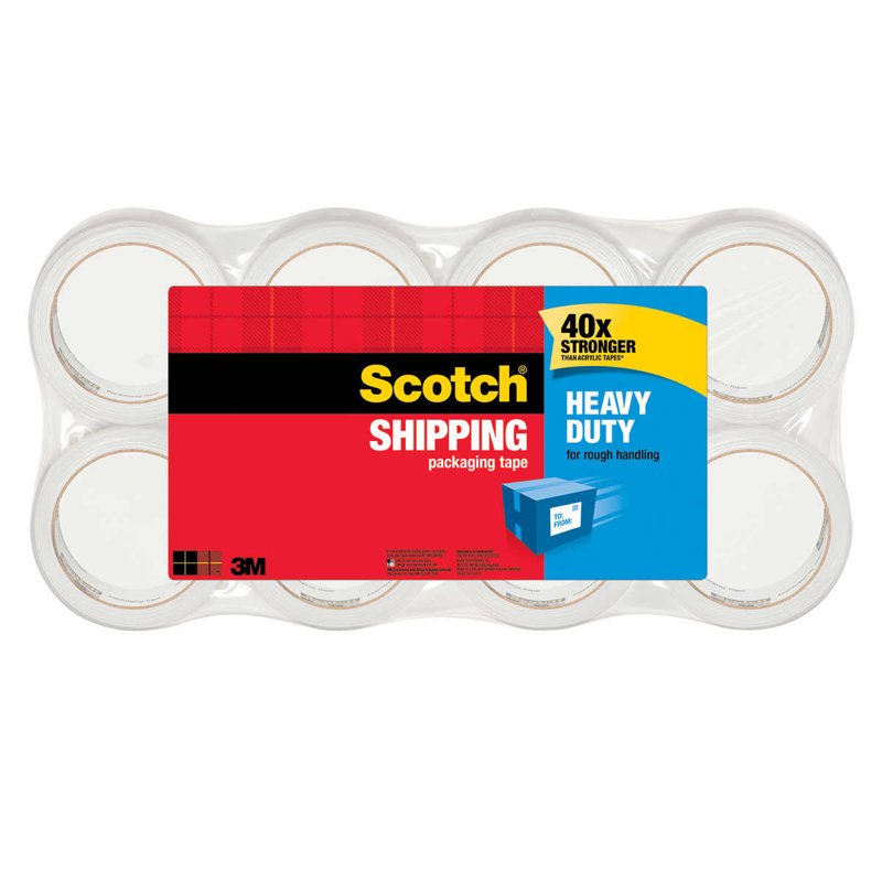 Heavy Duty Packaging Tape 8-Pack - Clear Strong Shipping Tape