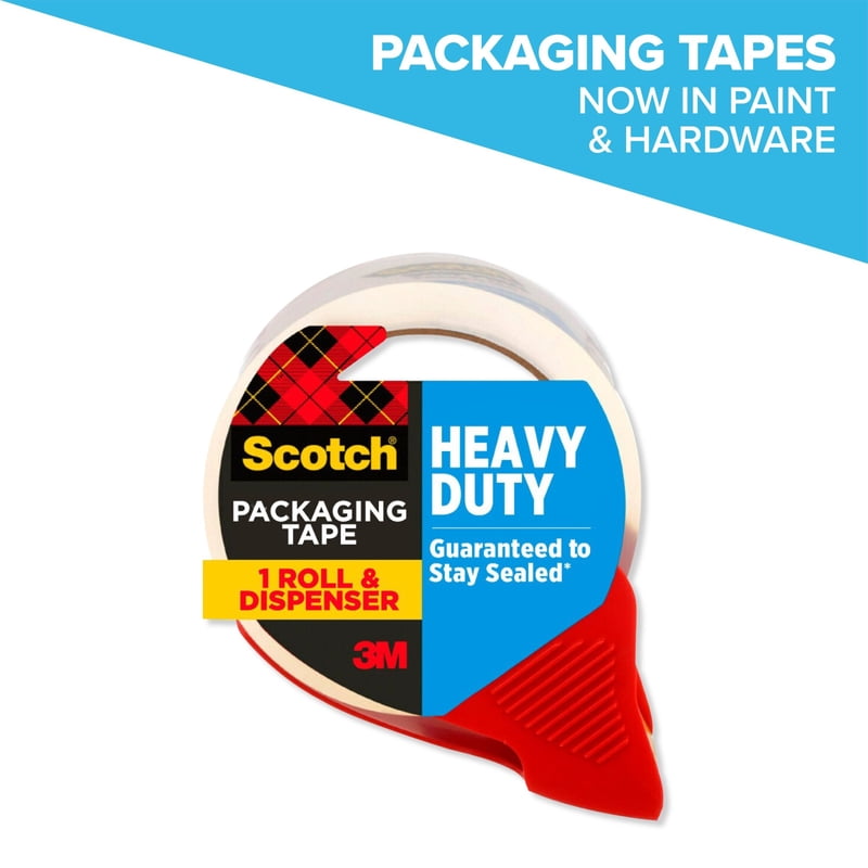 Heavy Duty Packing Tape with Dispenser, Clear, 1.88" x 38.2 yd, Industrial Strength
