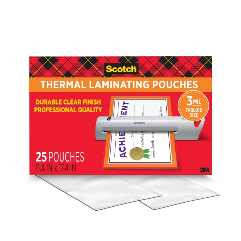 Thermal Laminating Pouches 11.4 x 17.4 Inches, 3 Mil, Pack of 25 Sheets