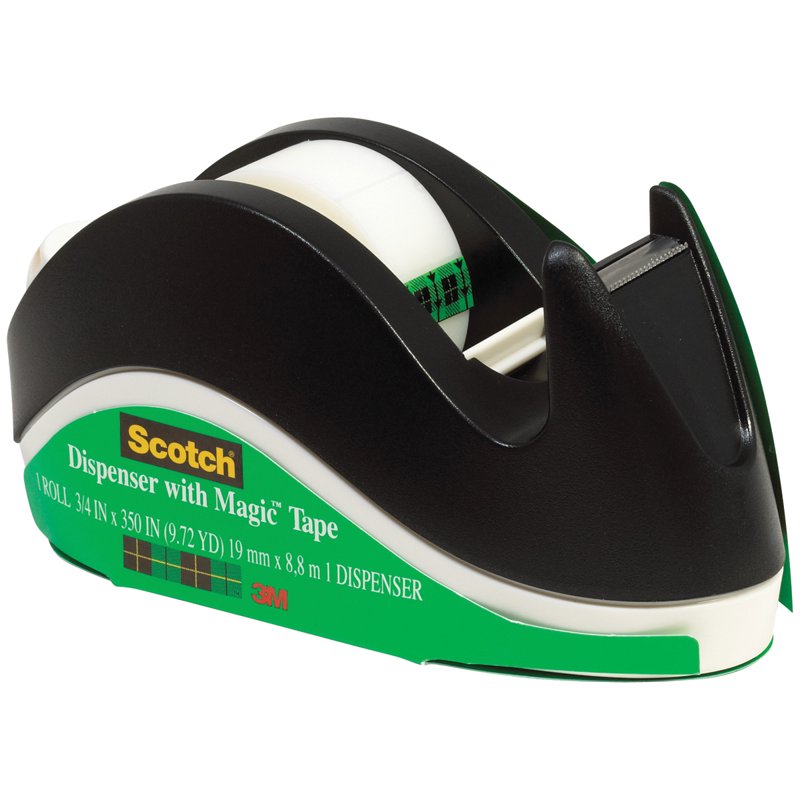 Scotch Magic Tape Dispenser with 3/4 Inch x 350 Inch Invisible Tape - Office & School Use