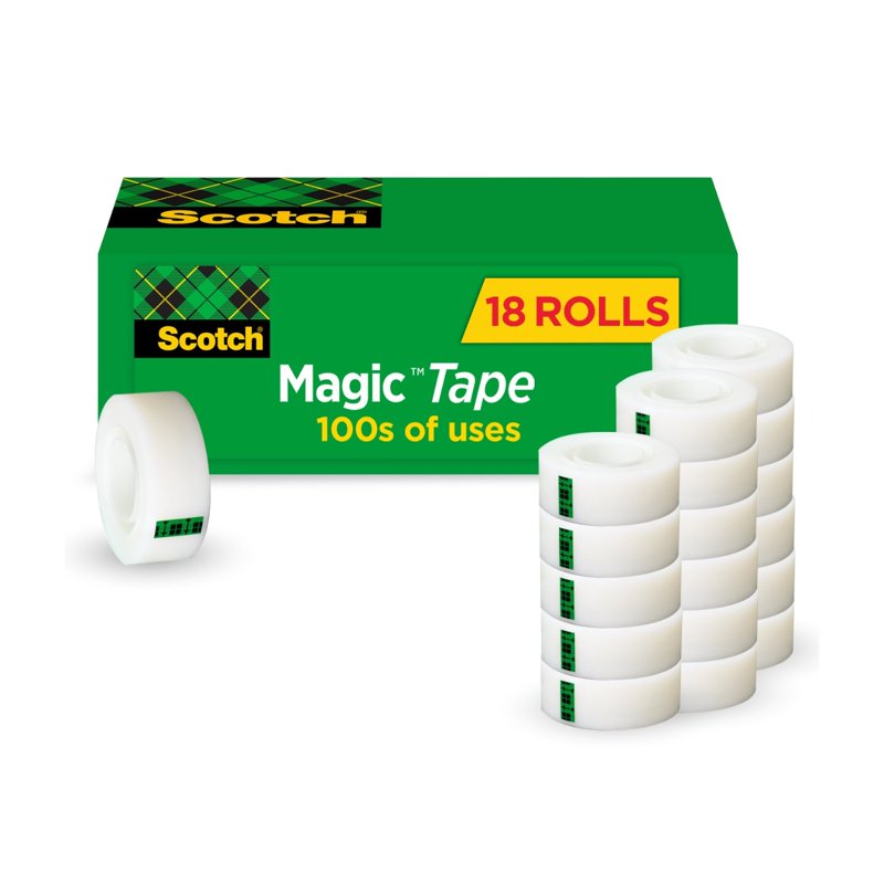 Scotch Magic Tape Refills - 3/4 in. x 1000 in., 18 Rolls for Office & School