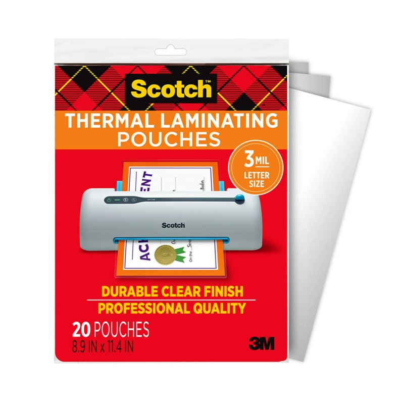 Matt Laminating Pouches Letter Size 8.9 x 11.4 in 20-Pack - Clear & Matte Finish