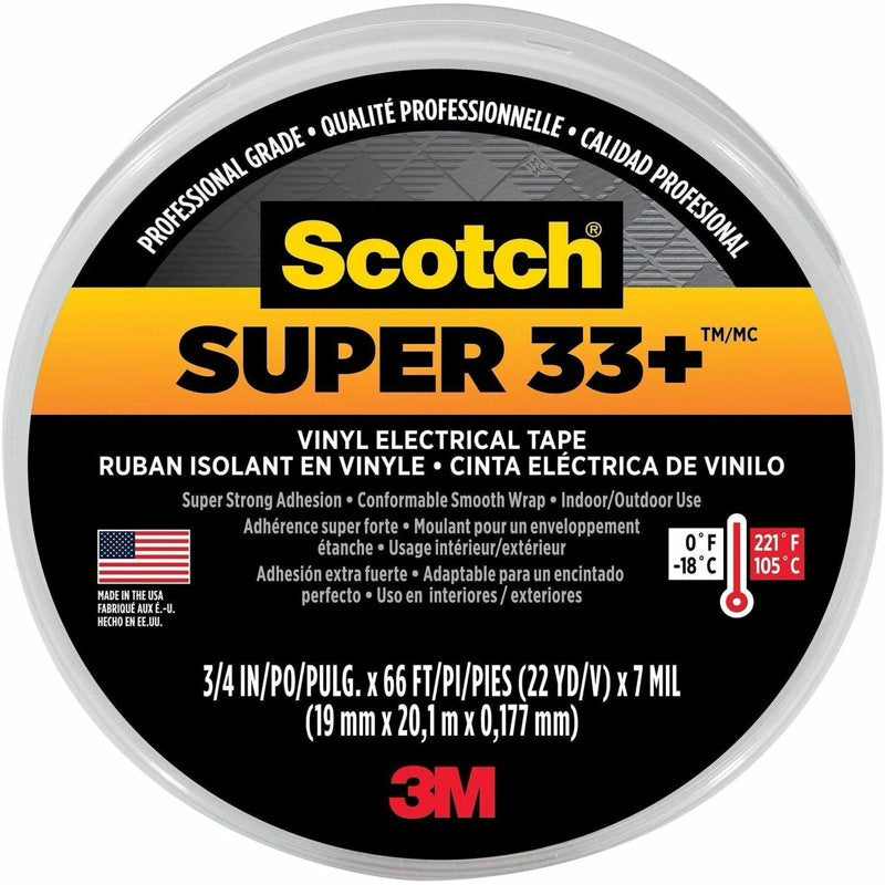 Scotch 33+ Vinyl Electrical Tape, Black — 10 Pack
