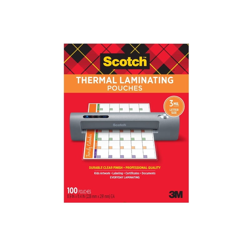 Thermal Laminating Pouches 8.5 x 11 Inch 3 Mil Clear Pack of 100