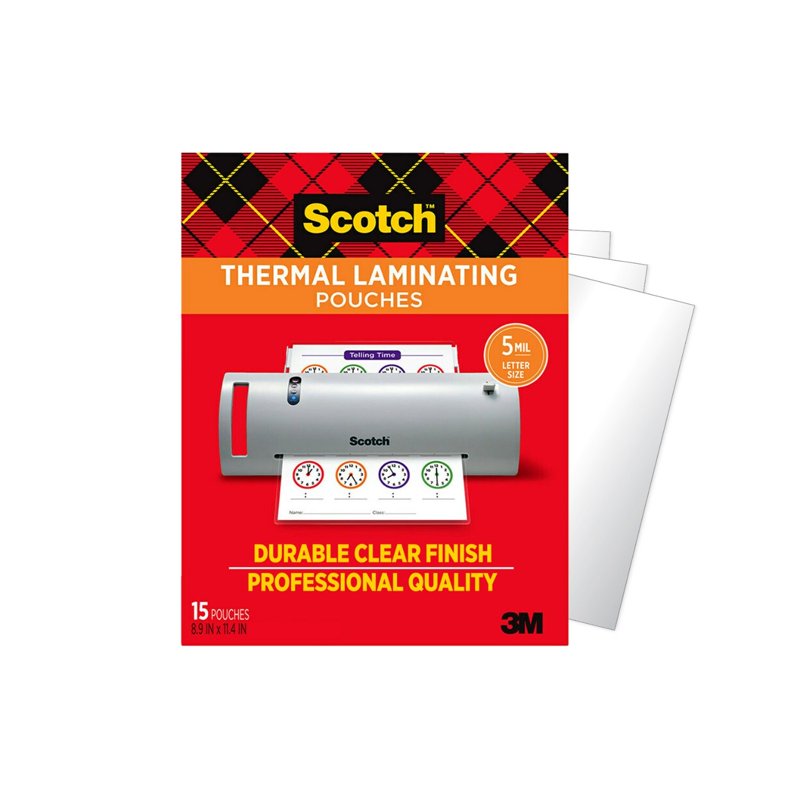 Letter Size Thermal Laminating Pouches 15 Sheets 5 Mil Clear Office Supplies