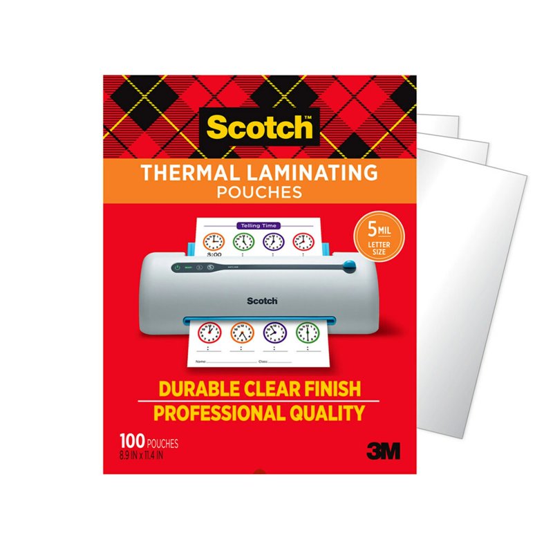Thermal Laminating Pouches for Letter Size Documents - Clear, 100 Pack
