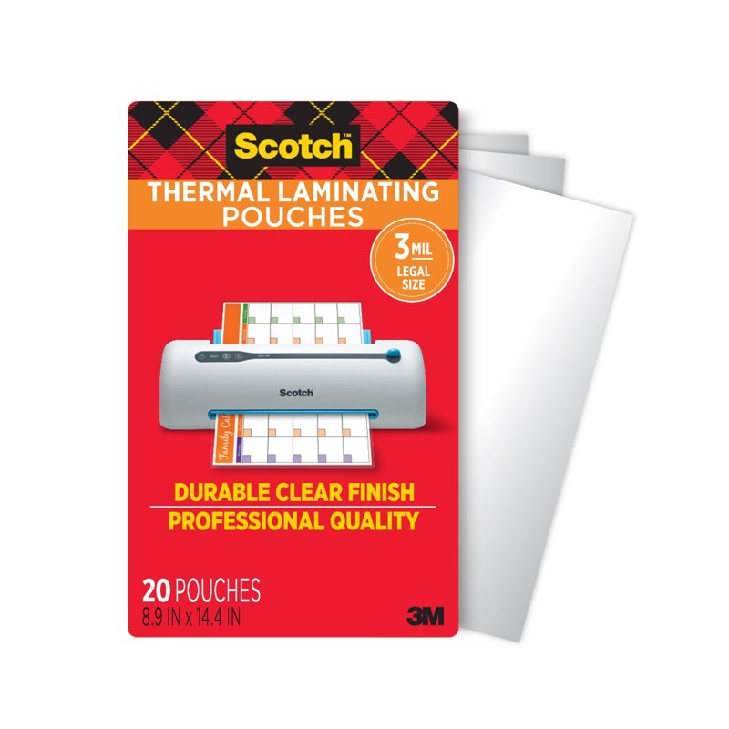Legal Size Thermal Laminating Pouches - 8.5 x 14 Inches, Pack of 20
