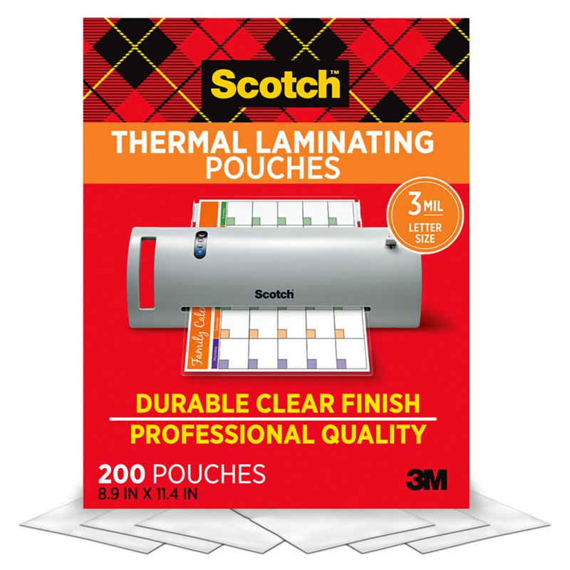 Letter Size Laminating Pouches Pack of 200 - Clear Photo-Safe Protective Sheets