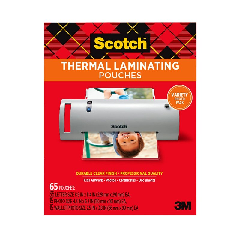 Thermal Laminating Pouches Set - Letter, Photo & Small Sizes, 65 Sheets