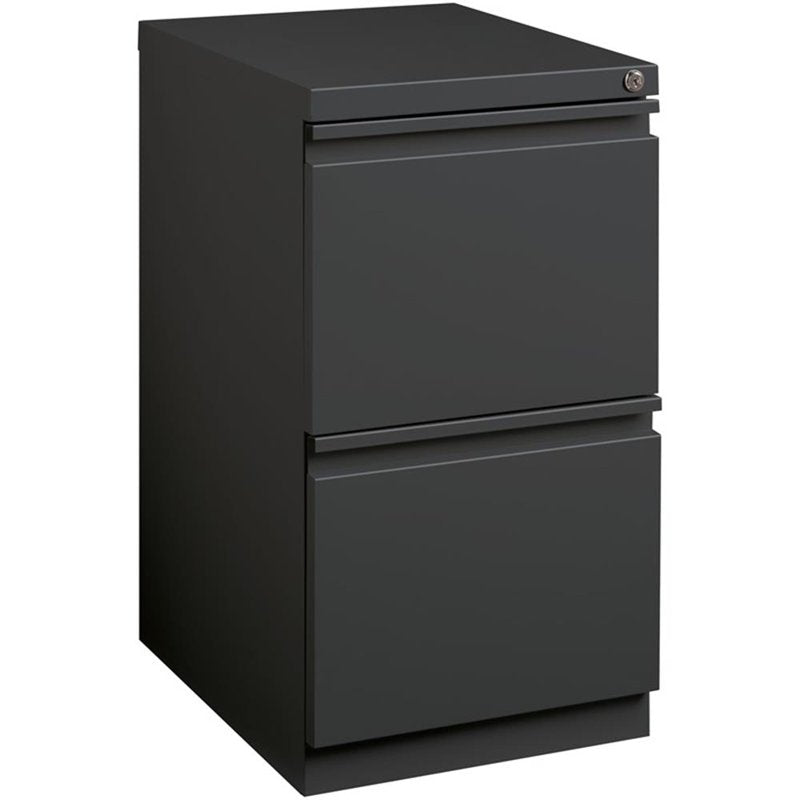 Modern Metal Mobile Pedestal Filing Cabinet with 2 Drawers - Charcoal