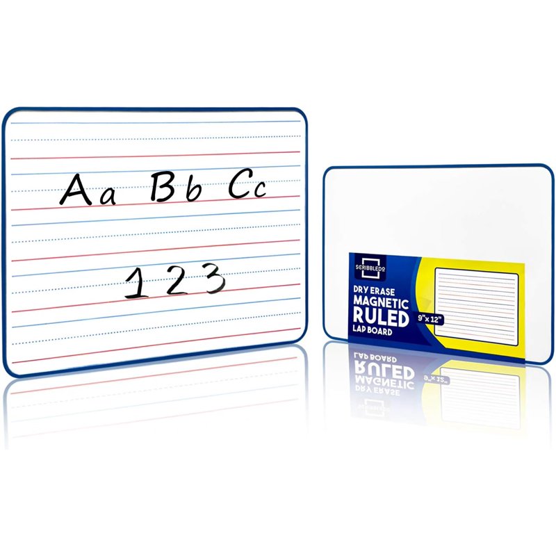 Mini Magnetic Dry Erase Whiteboard with Lines 9x12 - Portable & Reusable